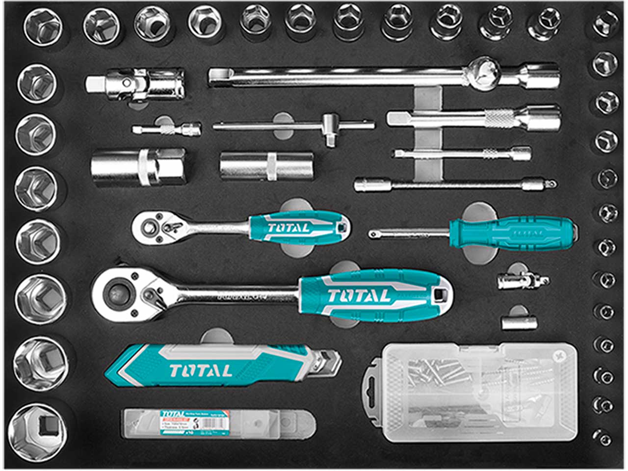 Caja de herramientas de 147 piezas Maleta de aluminio TOT
